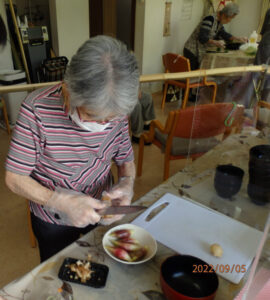 流しそうめん薬味作り