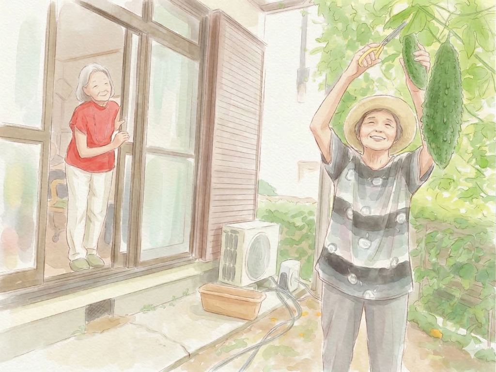 なづな　ゴウヤ収穫