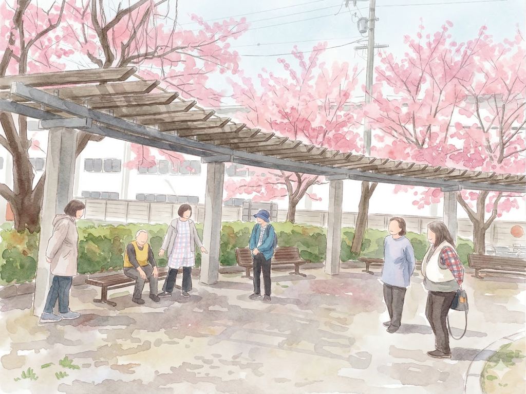 なづな　屋外歩行散歩　桜